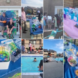 We had a great time at our Flamingle Pool Party! pictures of people at a pool party